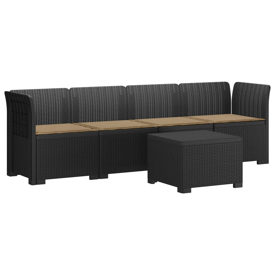 4-Persoons Tuin Sofa met Kussens Rieten Look PP Antraciet
