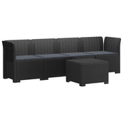Tuinbank 4-persoons rieten look PP antraciet