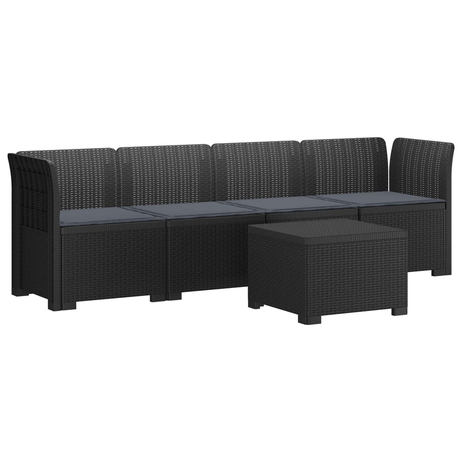 4-Persoons Tuin Sofa met Kussens Rieten Look PP Antraciet