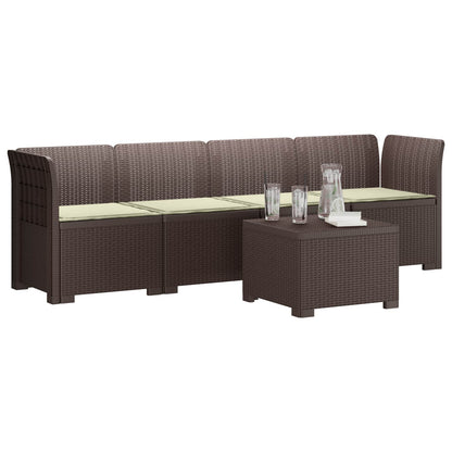 4-Persoons Tuin Sofa met Kussens Rieten Look PP Bruin