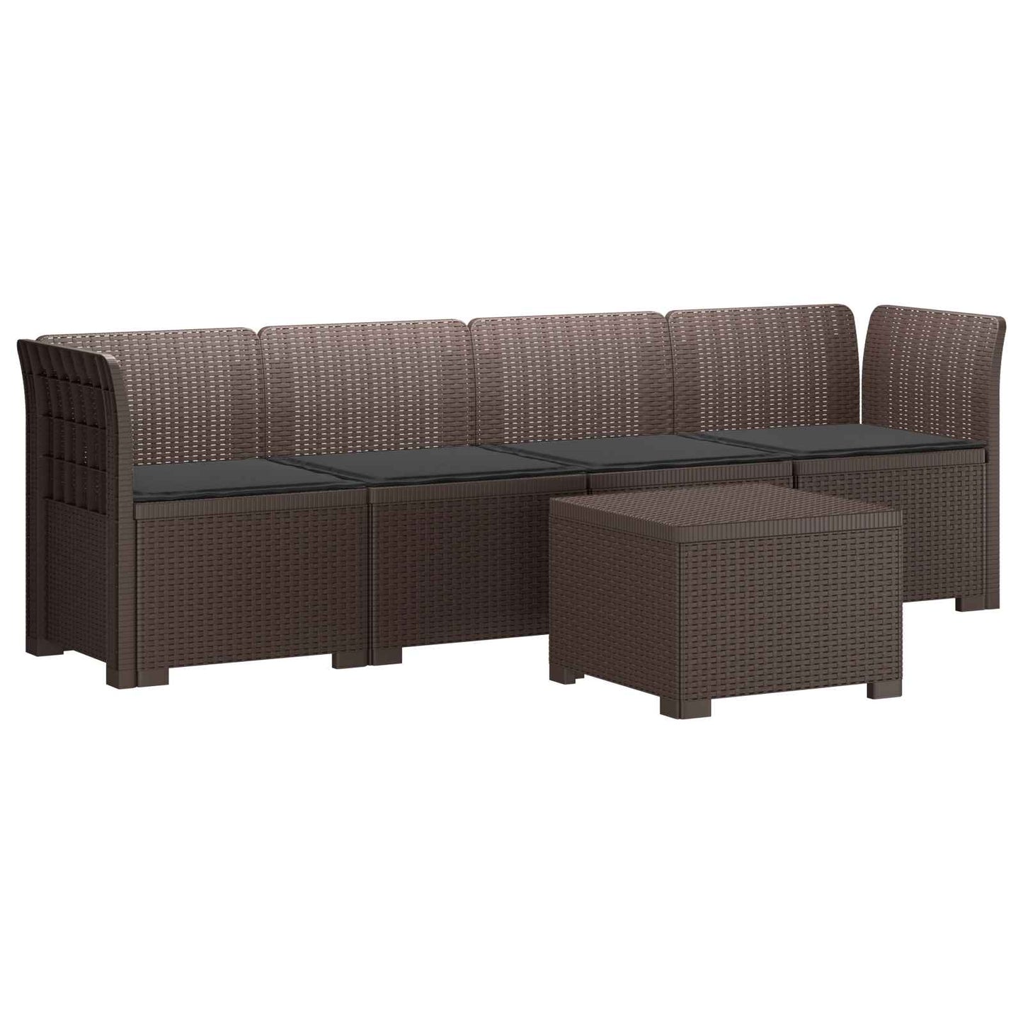 4-Persoons Tuin Sofa met Kussens Rieten Look PP Bruin