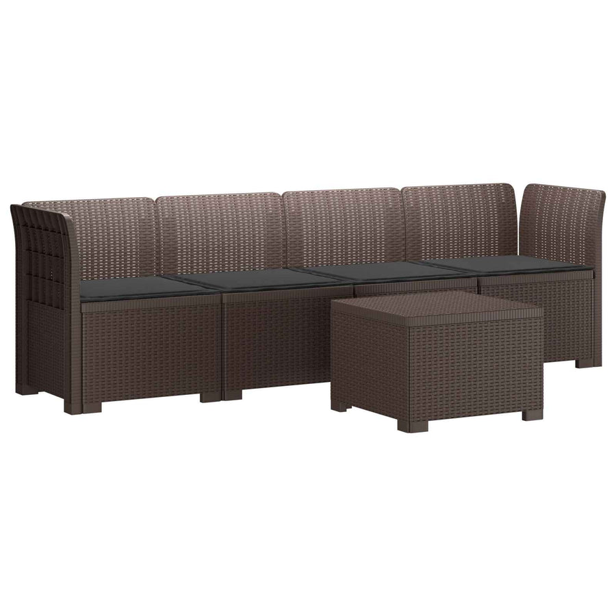 4-Persoons Tuin Sofa met Kussens Rieten Look PP Bruin