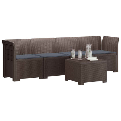 4-Persoons Tuin Sofa met Kussens Rieten Look PP Bruin