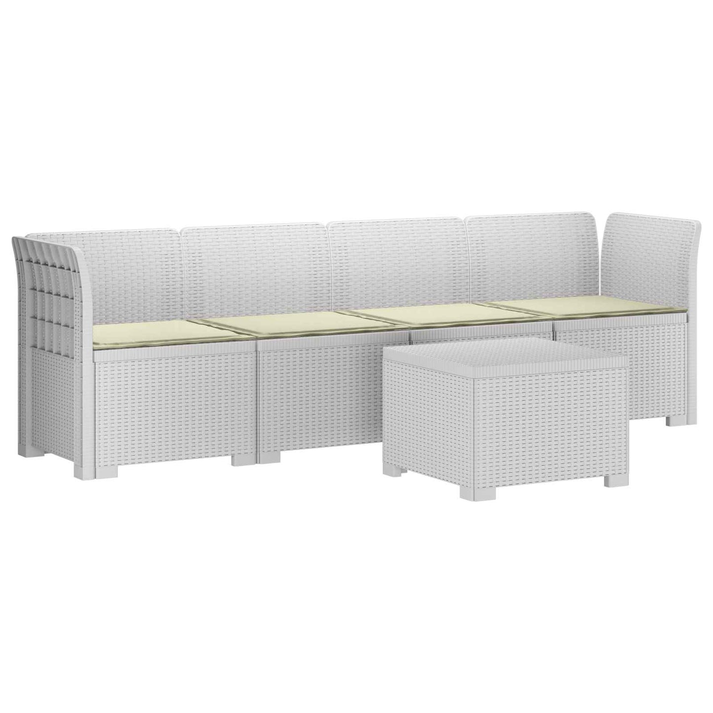 4-Persoons Tuin Sofa met Kussens Rieten Look PP Wit
