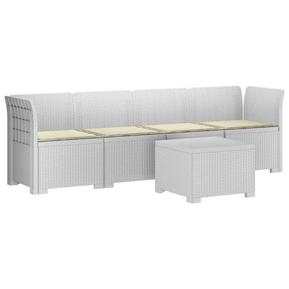 4-Persoons Tuin Sofa met Kussens Rieten Look PP Wit