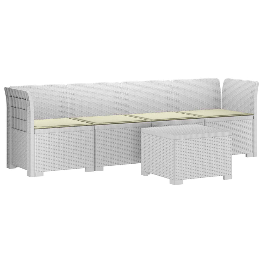 4-Persoons Tuin Sofa met Kussens Rieten Look PP Wit