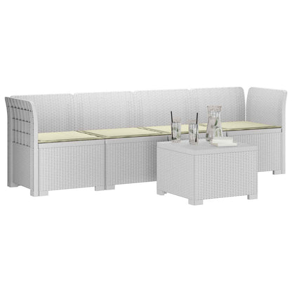 4-Persoons Tuin Sofa met Kussens Rieten Look PP Wit