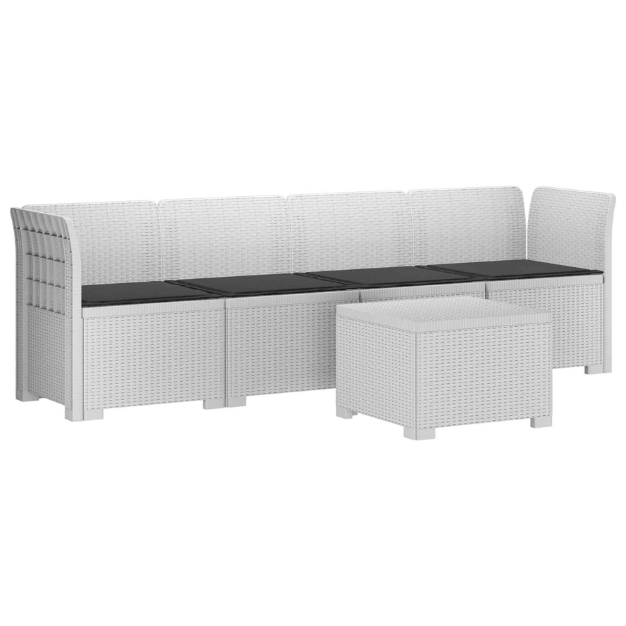 4-Persoons Tuin Sofa met Kussens Rieten Look PP Wit