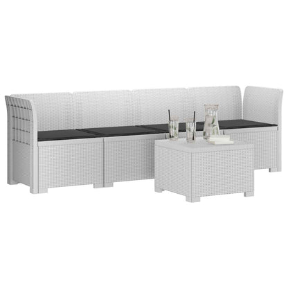 4-Persoons Tuin Sofa met Kussens Rieten Look PP Wit