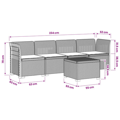 4-Persoons Tuin Sofa met Kussens Rieten Look PP Wit
