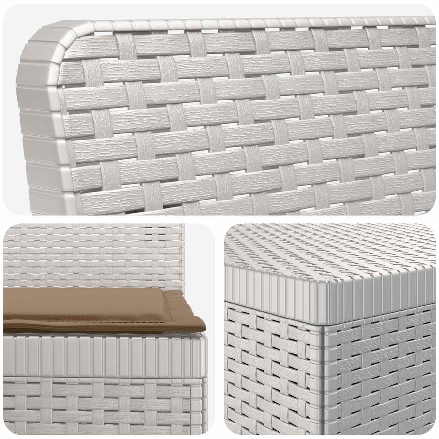 4-Persoons Tuin Sofa met Kussens Rieten Look PP Wit