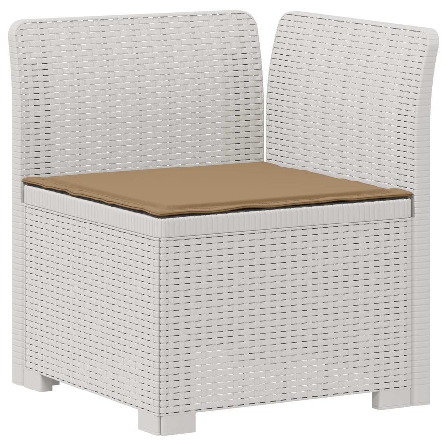 4-Persoons Tuin Sofa met Kussens Rieten Look PP Wit