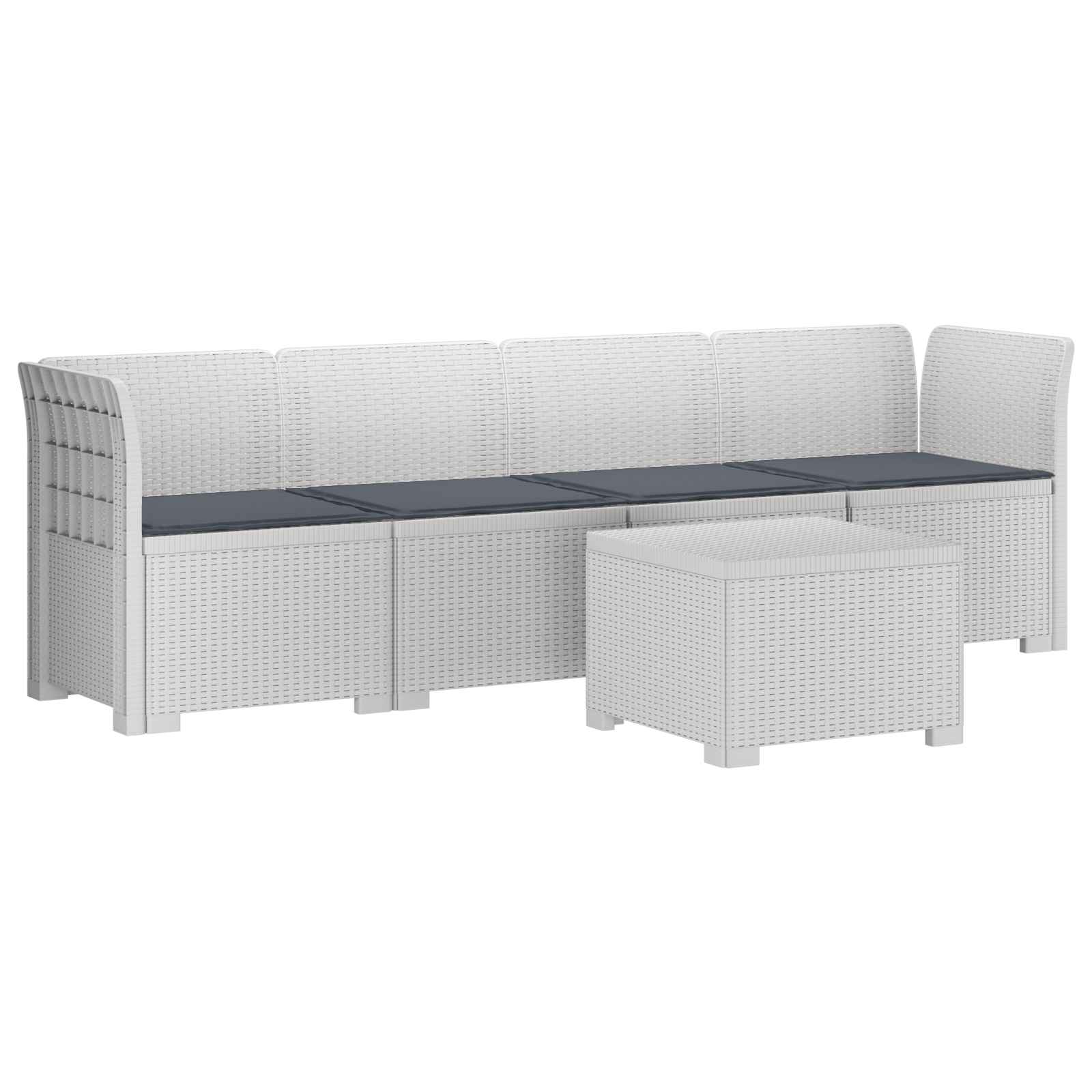 4-Persoons Tuin Sofa met Kussens Rieten Look PP Wit