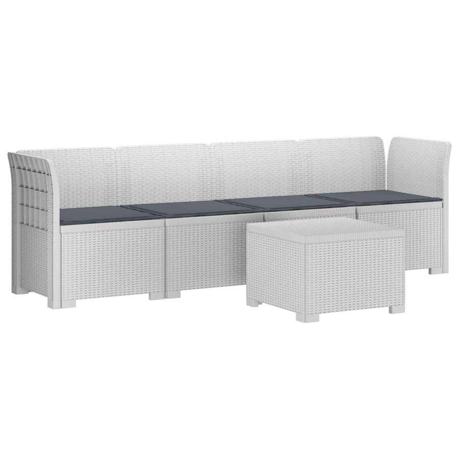4-Persoons Tuin Sofa met Kussens Rieten Look PP Wit