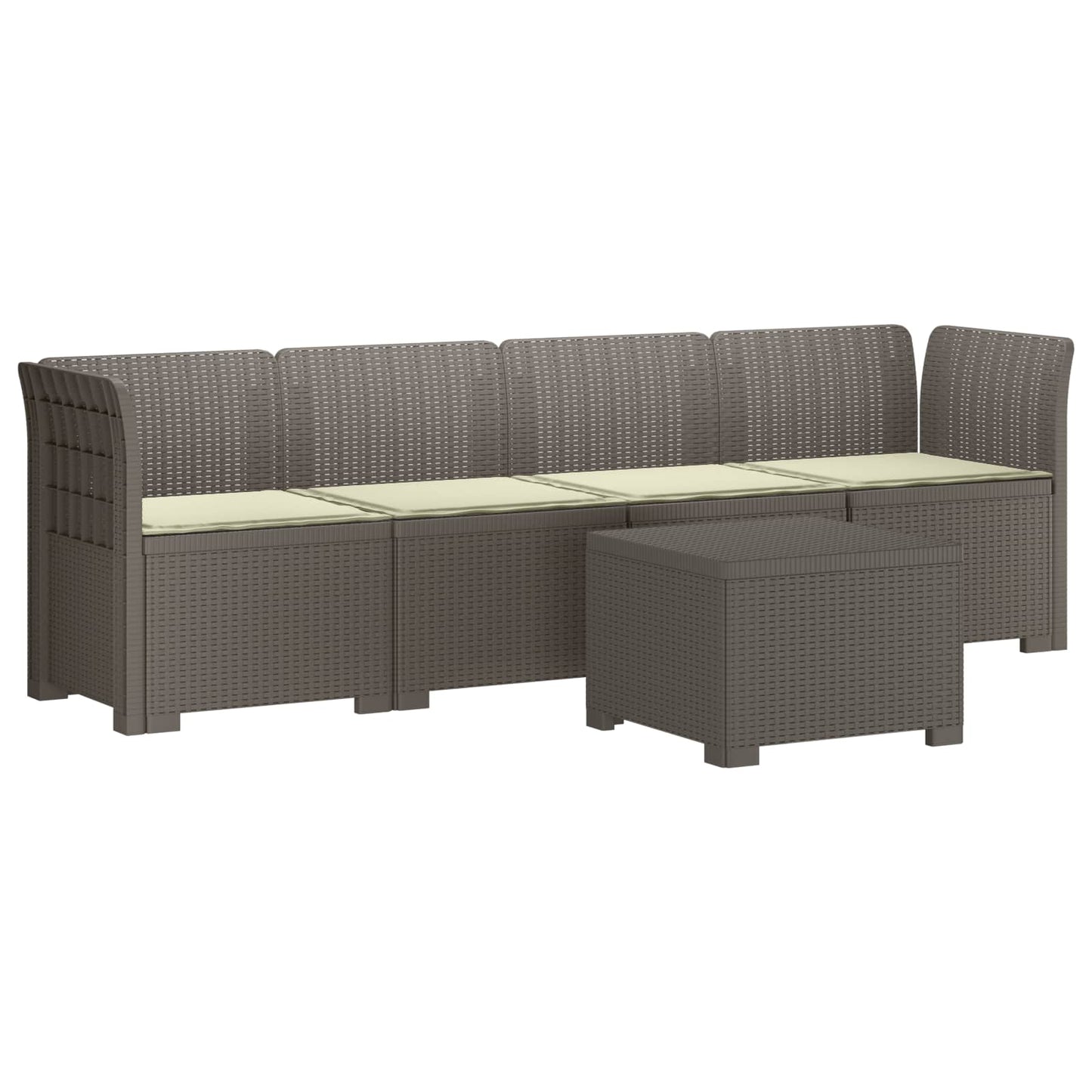 4-Persoons Tuin Sofa met Kussens Rieten Look PP Lichtgrijs
