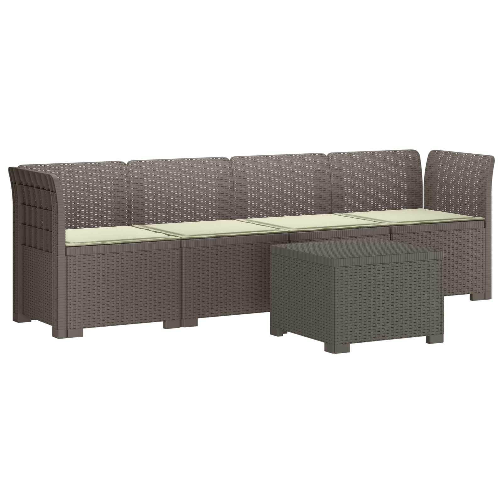 4-Persoons Tuin Sofa met Kussens Rieten Look PP Lichtgrijs