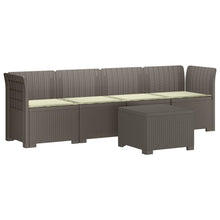 4-Persoons Tuin Sofa met Kussens Rieten Look PP Lichtgrijs