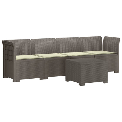 4-Persoons Tuin Sofa met Kussens Rieten Look PP Lichtgrijs