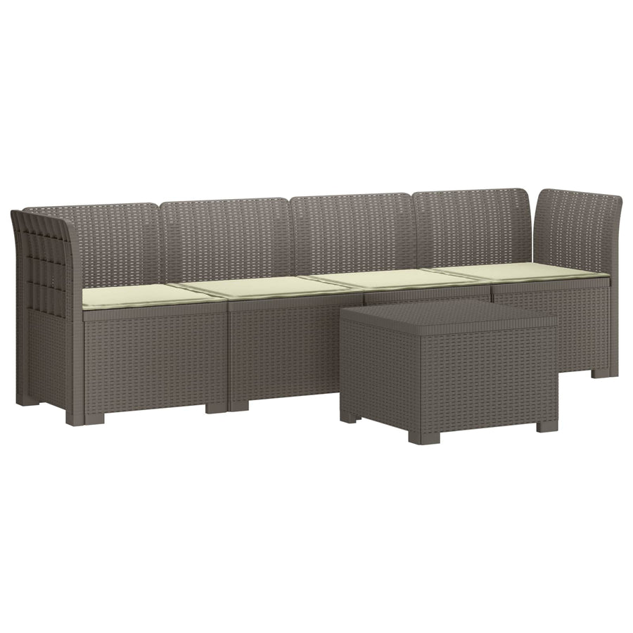 4-Persoons Tuin Sofa met Kussens Rieten Look PP Lichtgrijs