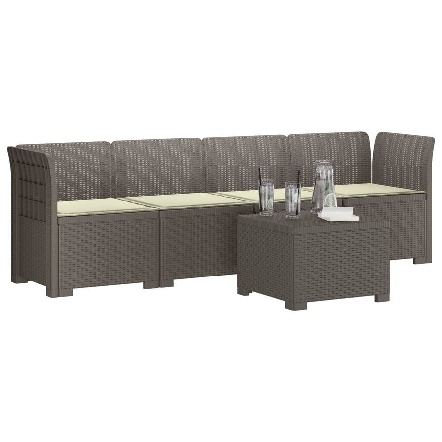 4-Persoons Tuin Sofa met Kussens Rieten Look PP Lichtgrijs