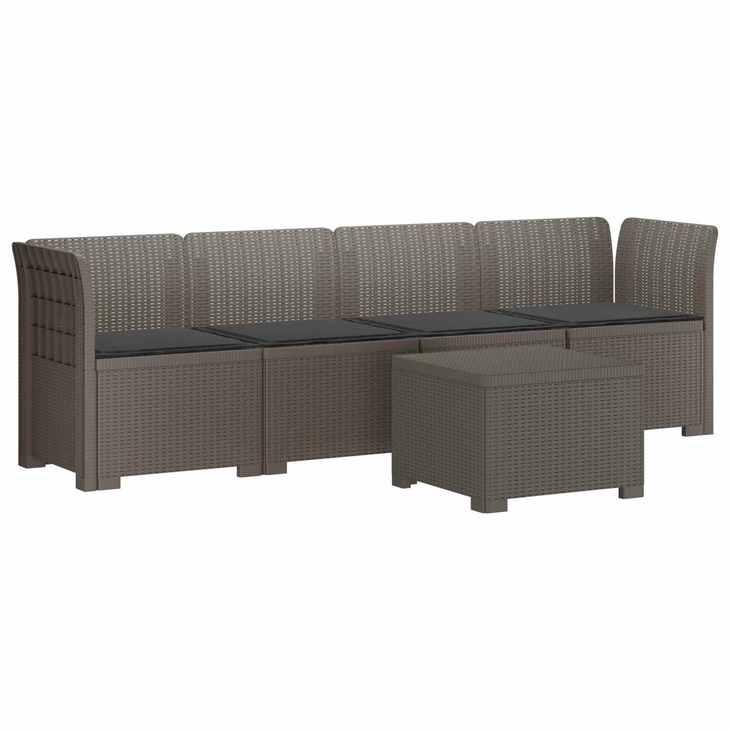 4-Persoons Tuin Sofa met Kussens Rieten Look PP Lichtgrijs