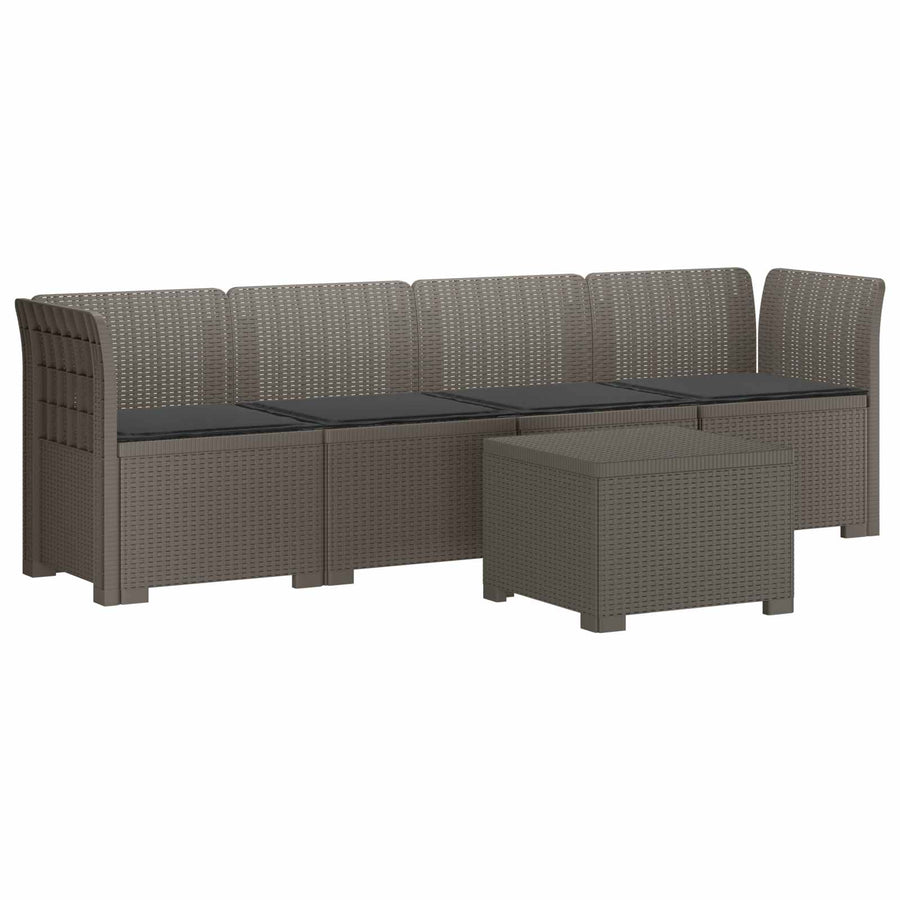 4-Persoons Tuin Sofa met Kussens Rieten Look PP Lichtgrijs