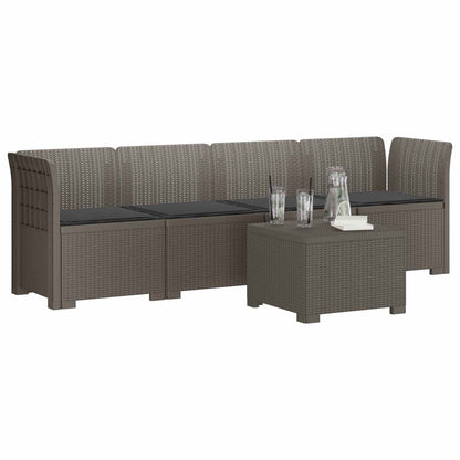4-Persoons Tuin Sofa met Kussens Rieten Look PP Lichtgrijs