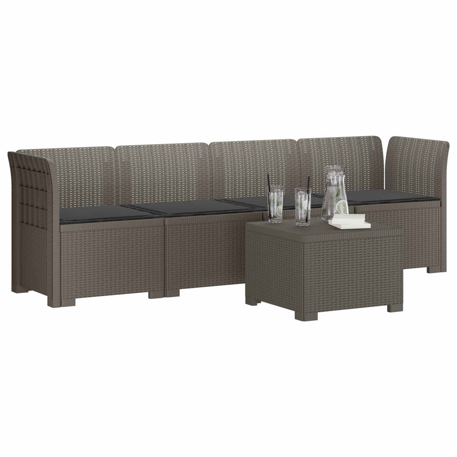 4-Persoons Tuin Sofa met Kussens Rieten Look PP Lichtgrijs