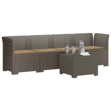 4-Persoons Tuin Sofa met Kussens Rieten Look PP Lichtgrijs