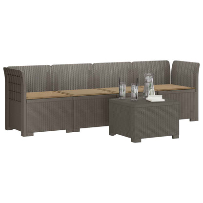 4-Persoons Tuin Sofa met Kussens Rieten Look PP Lichtgrijs