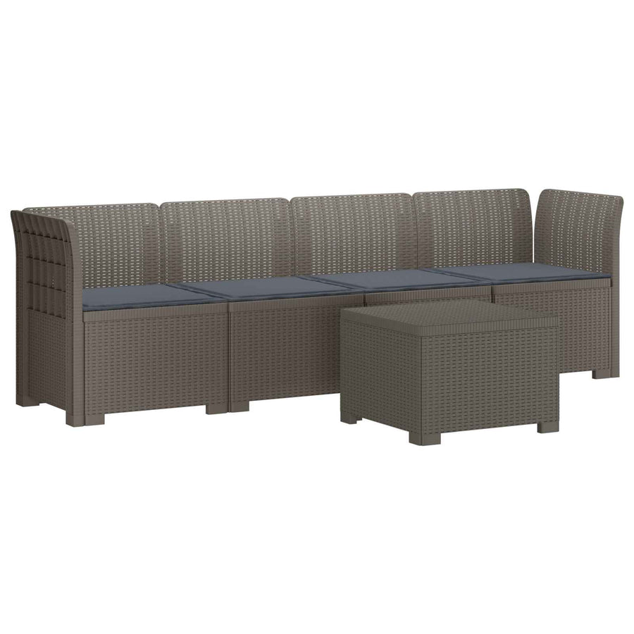 4-Persoons Tuin Sofa met Kussens Rieten Look PP Lichtgrijs