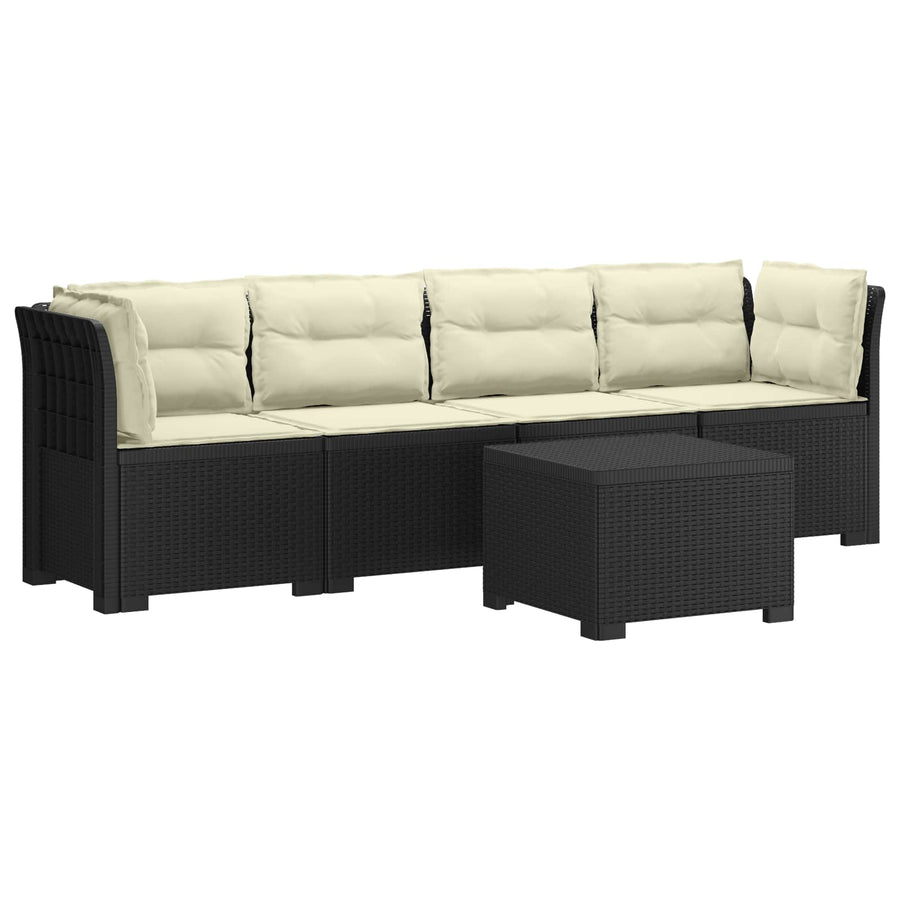 4-Persoons Tuin Sofa met Kussens Rieten Look PP Antraciet