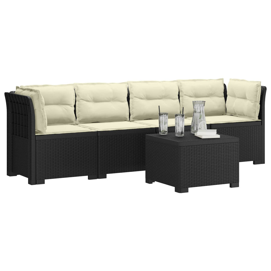 4-Persoons Tuin Sofa met Kussens Rieten Look PP Antraciet