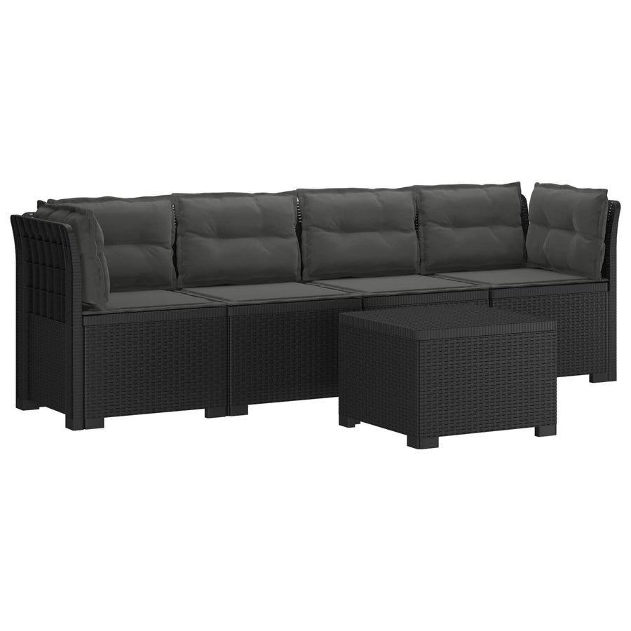 4-Persoons Tuin Sofa met Kussens Rieten Look PP Antraciet