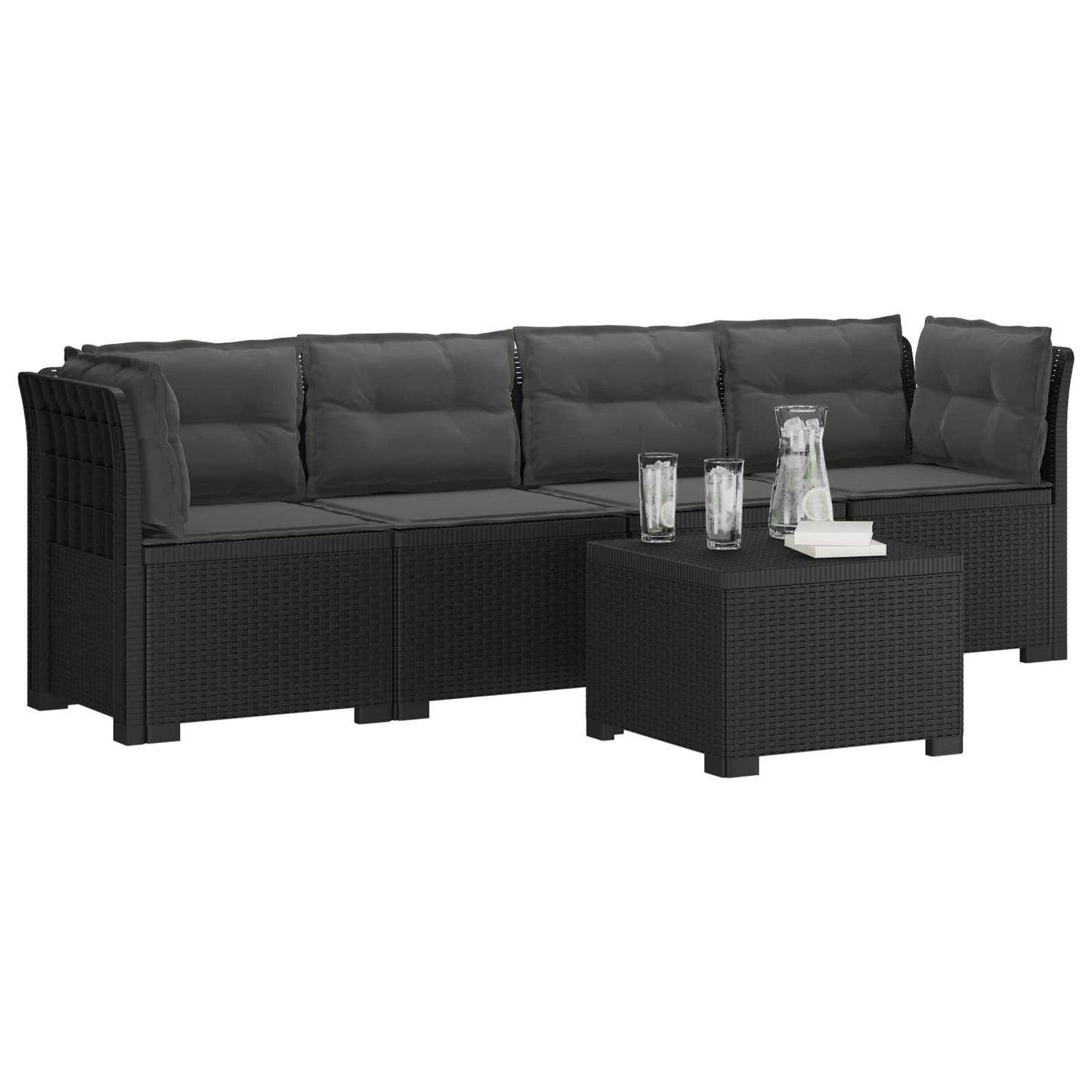 4-Persoons Tuin Sofa met Kussens Rieten Look PP Antraciet