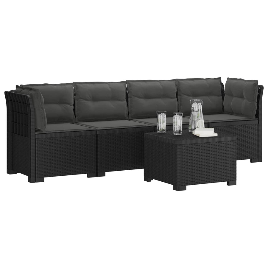 4-Persoons Tuin Sofa met Kussens Rieten Look PP Antraciet