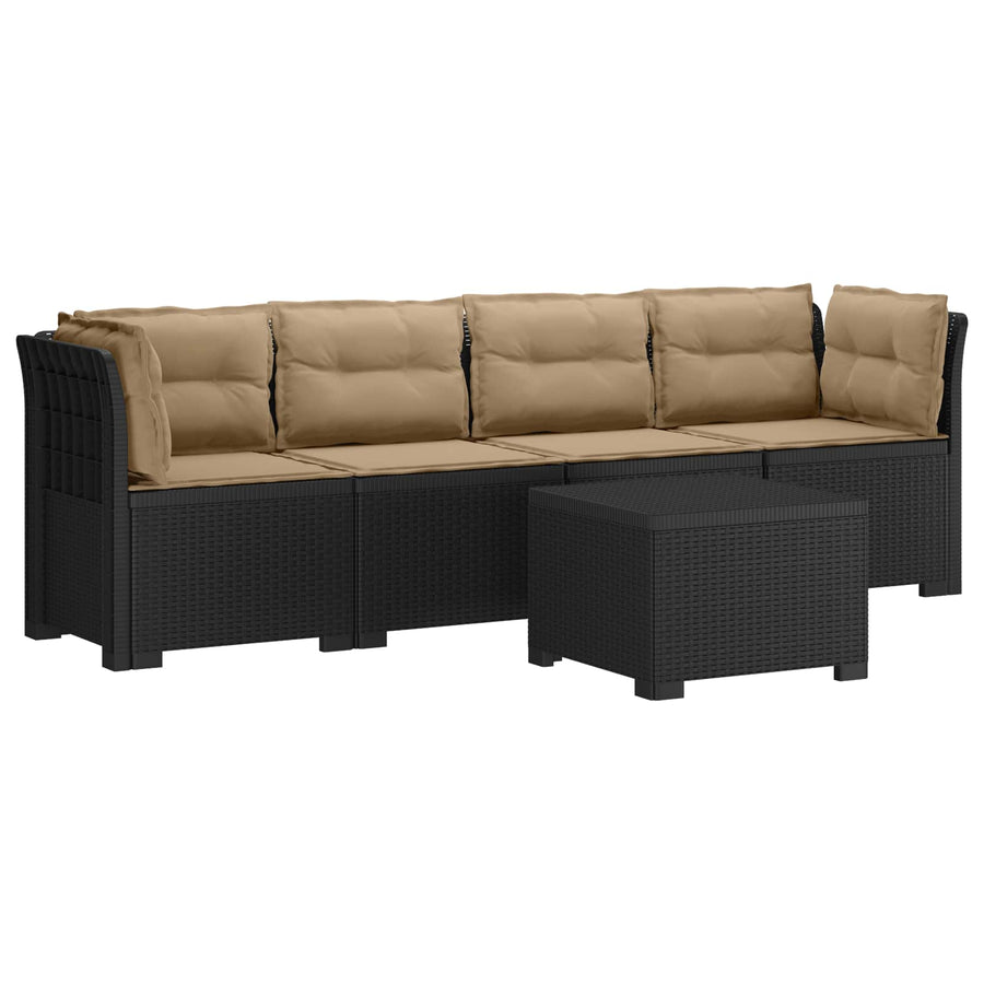 4-Persoons Tuin Sofa met Kussens Rieten Look PP Antraciet