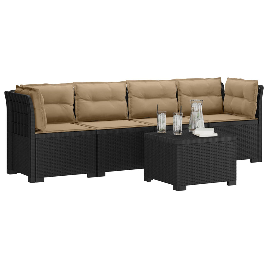 4-Persoons Tuin Sofa met Kussens Rieten Look PP Antraciet