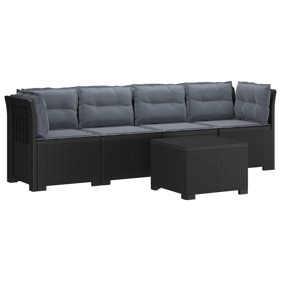 4-Persoons Tuin Sofa met Kussens Rieten Look PP Antraciet