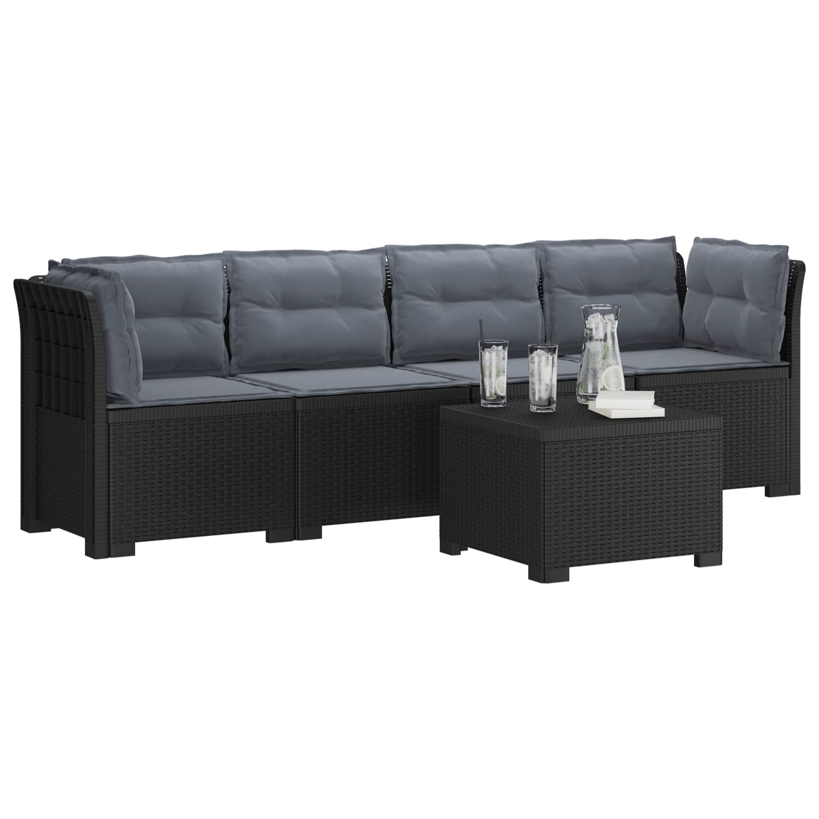 4-Persoons Tuin Sofa met Kussens Rieten Look PP Antraciet