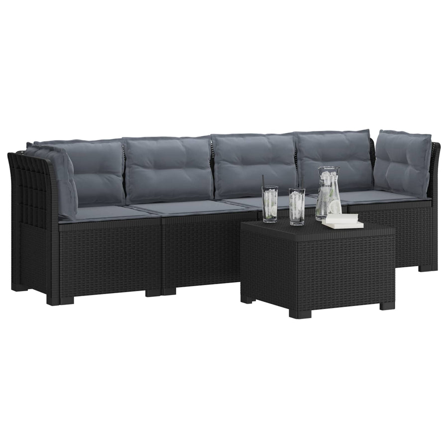 4-Persoons Tuin Sofa met Kussens Rieten Look PP Antraciet