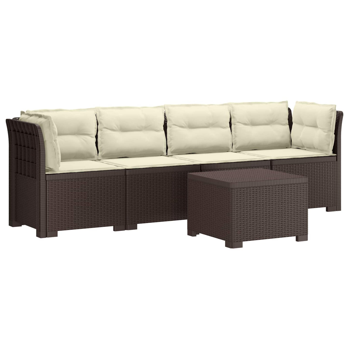 4-Persoons Tuin Sofa met Kussens Rieten Look PP Bruin