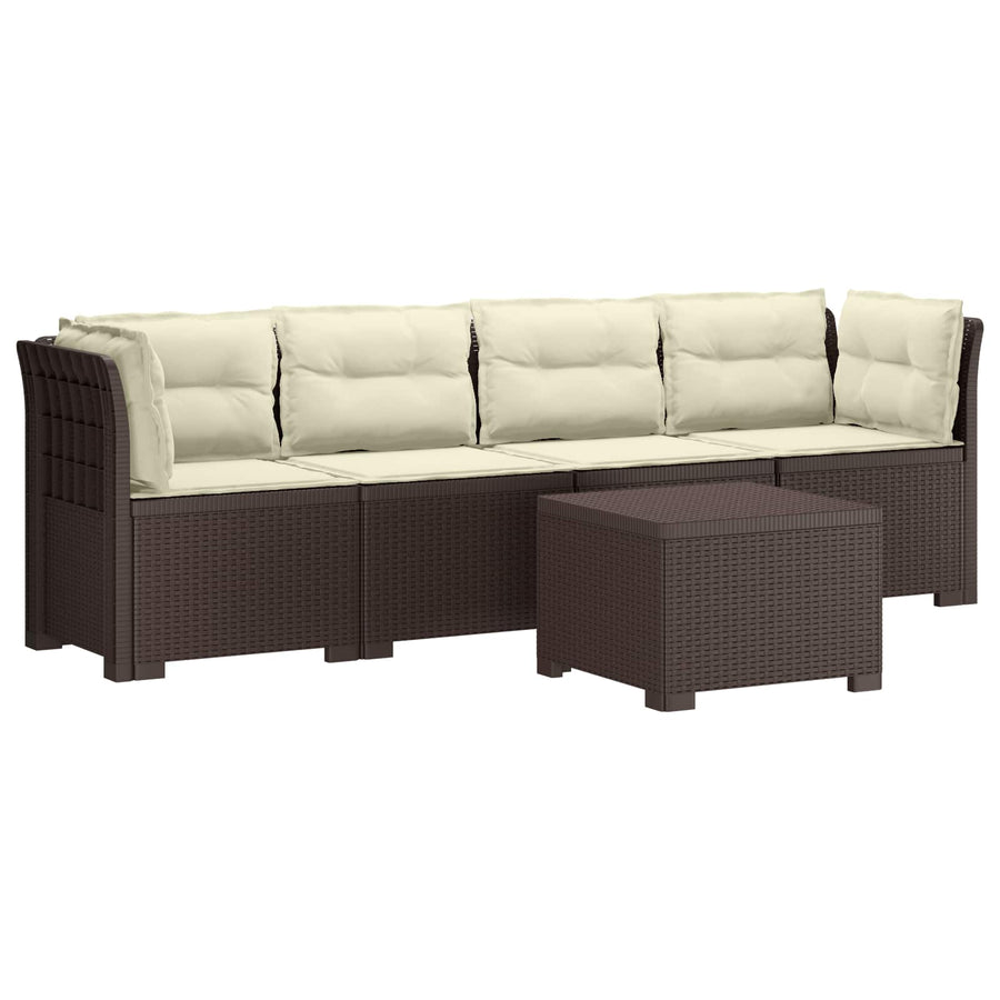 4-Persoons Tuin Sofa met Kussens Rieten Look PP Bruin