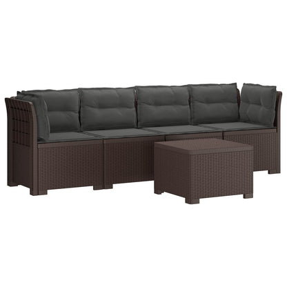 4-Persoons Tuin Sofa met Kussens Rieten Look PP Bruin