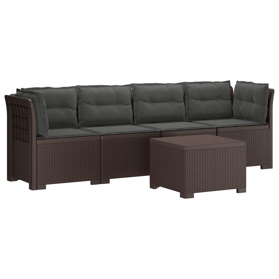 4-Persoons Tuin Sofa met Kussens Rieten Look PP Bruin