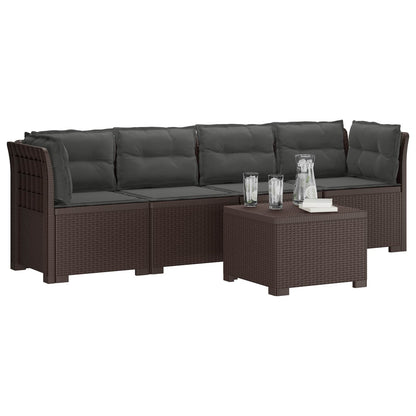 4-Persoons Tuin Sofa met Kussens Rieten Look PP Bruin