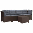 4-Persoons Tuin Sofa met Kussens Rieten Look PP Bruin