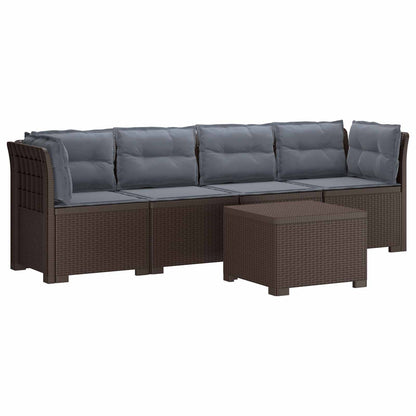4-Persoons Tuin Sofa met Kussens Rieten Look PP Bruin