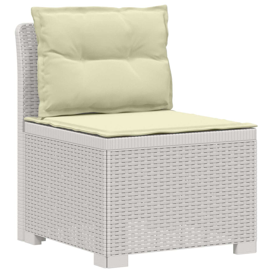 4-Persoons Tuin Sofa met Kussens Rieten Look PP Wit