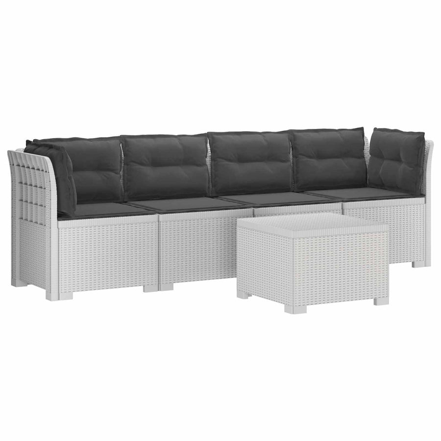4-Persoons Tuin Sofa met Kussens Rieten Look PP Wit